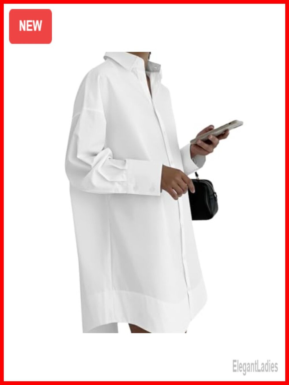 Women's Cotton Midi A-Line Button Down Shirt Dress Wrinkle-Resistant
